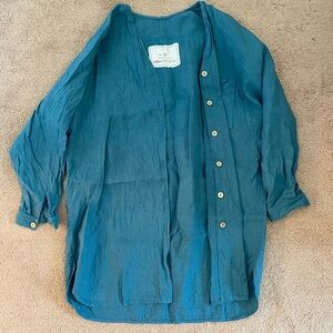Teal long Button-Up Shirt